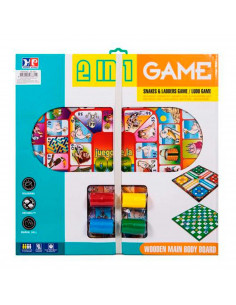 Tablero parchis y oca 2 en 1 juego de mesa 40 x 40 cm, 4 jugadores, incluye cubiletes, fichas y dados