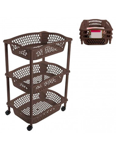 Tradineur - Carrito Verdulero con ruedas - Modelo HG - Fabricado en Plástico - Multiusos para organizar los Espacios domésticos