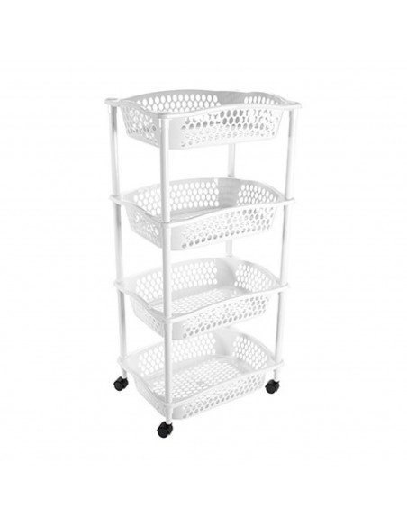 Tradineur - Carrito Verdulero con ruedas - Modelo HG - Fabricado en Plástico - Multiusos para organizar los Espacios domésticos