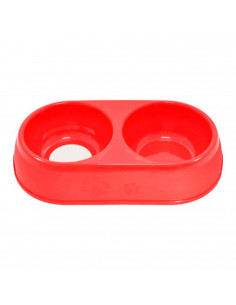 Comedero bebedero ovalado doble para las mascotas del hogar, plato,bandeja, perro, gato. Capacidad de 0,7 L Color surtido. 5 x 2