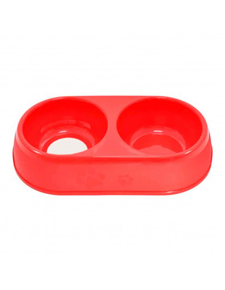 Comedero bebedero ovalado doble para las mascotas del hogar, plato,bandeja, perro, gato. Capacidad de 0,7 L Color surtido. 5 x 2