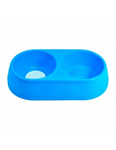 Comedero bebedero ovalado doble para las mascotas del hogar, plato,bandeja, perro, gato. Capacidad de 0,7 L Color surtido. 5 x 2