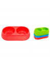 Comedero bebedero ovalado doble para las mascotas del hogar, plato,bandeja, perro, gato. Capacidad de 0,7 L Color surtido. 5 x 2