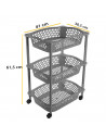 Tradineur - Carrito Verdulero con ruedas - Modelo HG - Fabricado en Plástico - Multiusos para organizar los Espacios domésticos