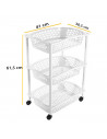 Tradineur - Carrito Verdulero con ruedas - Modelo HG - Fabricado en Plástico - Multiusos para organizar los Espacios domésticos