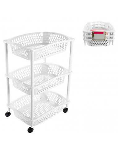 Tradineur - Carrito Verdulero con ruedas - Modelo HG - Fabricado en Plástico - Multiusos para organizar los Espacios domésticos