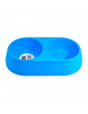 Comedero ovalado 32 cm doble para las mascotas del hogar, plato,bandeja, perro, gato. Capacidad de 0,5 L Color surtido. 6,5 x 31