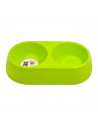 Comedero ovalado 32 cm doble para las mascotas del hogar, plato,bandeja, perro, gato. Capacidad de 0,5 L Color surtido. 6,5 x 31