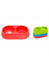 Comedero ovalado 32 cm doble para las mascotas del hogar, plato,bandeja, perro, gato. Capacidad de 0,5 L Color surtido. 6,5 x 31