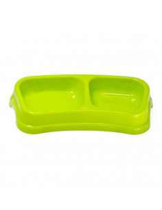 Comedero  rectangular doble 24 cm para las mascotas del hogar, plato,bandeja, perro, gato. Capacidad de 0,2 L Color surtido. 4 x