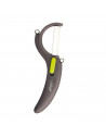 Pelador cerámico con mango de silicona color surtido, se gira horizontal y vertical. Herramienta para pelar alimentos con cuchil