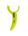 Pelador cerámico con mango de silicona color surtido, se gira horizontal y vertical. Herramienta para pelar alimentos con cuchil