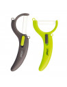 Pelador cerámico con mango de silicona color surtido, se gira horizontal y vertical. Herramienta para pelar alimentos con cuchil