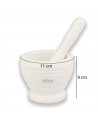 Mortero de plastico resistente, diámetro 11 cm con mazo de 18 cm. Mortero manual de cocina para moler ajo, especias y hierbas
