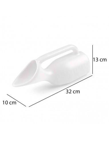 Orinal para mujer de plastico color blanco, para usar en el hogar, baño, medico, trabajo, hospita o cuidado de personas.  13 x 3