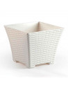Tradineur - Maceta cuadrada de plástico para plantas, jardín, terraza, interior y exterior, oficina, hogar (Marfil - 21 x 25 x 2