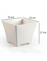 Tradineur - Maceta cuadrada de plástico para plantas, jardín, terraza, interior y exterior, oficina, hogar (Marfil - 21 x 25 x 2