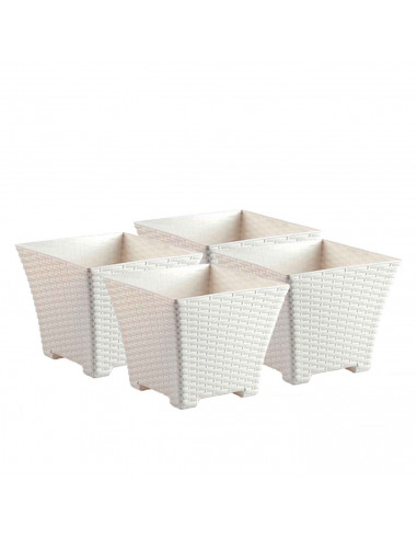 Tradineur - Maceta cuadrada de plástico para plantas, jardín, terraza, interior y exterior, oficina, hogar (Marfil - 21 x 25 x 2