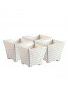 Tradineur - Maceta cuadrada de plástico para plantas, jardín, terraza, interior y exterior, oficina, hogar (Marfil - 21 x 25 x 2