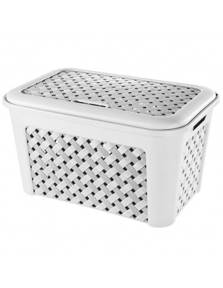 Tradineur - Cesto para la colada de 48,3 litros, color blanco, 31 x 57,5 x 38 cm. Caja para tranportar colada. Transportador de