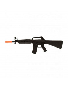 Rifle de plástico con sonido de disparos, complemento de disfraces, carnaval, halloween, festividades y celebraciones. Color neg