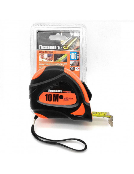 Cinta métrica de 10 m x 2,5 cm, flexómetro profesional retráctil, freno de seguridad, punta imantada, clip de sujección para cin