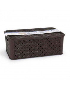 Tradineur - Caja de almacenaje con tapa modelo wengué. Capacidad 4 Litros. Almacenaje, ordenación, Color Marrón oscuro. 11 x 29