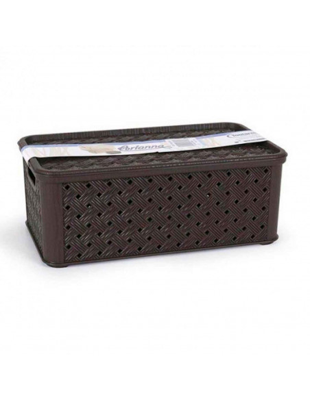 Tradineur - Caja de almacenaje con tapa modelo wengué. Capacidad 4 Litros. Almacenaje, ordenación, Color Marrón oscuro. 11 x 29 Tradineur - Caja de almacenaje con tapa modelo wengué. Capacidad 4 Litros. Almacenaje, ordenación, Color Marrón oscuro. 11 x 29