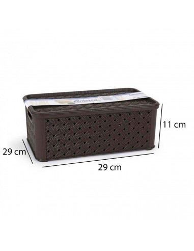 Tradineur - Caja de almacenaje con tapa modelo wengué. Capacidad 4 Litros. Almacenaje, ordenación, Color Marrón oscuro. 11 x 29