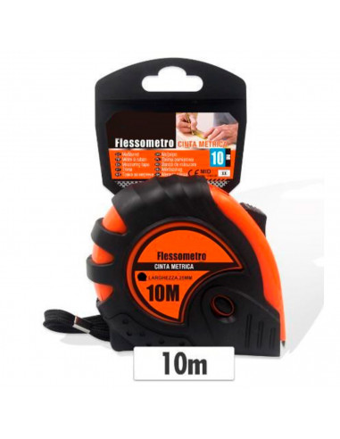 Cinta métrica de 10 m x 2,5 cm, flexómetro profesional retráctil, freno de seguridad, punta imantada, clip de sujección para cin