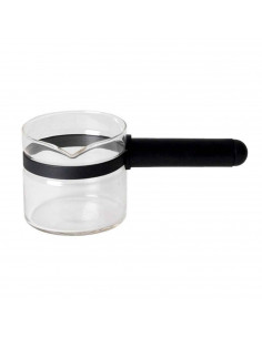 Tradineur - Jarra de cristal con mango de plástico. Capacidad de 0,35 L. Ideal para la cocina, cafe, trabajo, 9 x 19 x 10 cm
, c