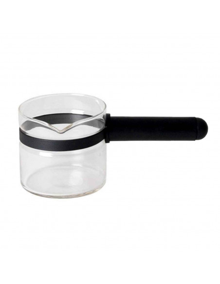 Tradineur - Jarra de cristal con mango de plástico. Capacidad de 0,35 L. Ideal para la cocina, cafe, trabajo, 9 x 19 x 10 cm
, c