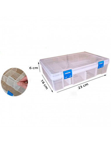 Caja organizadora nº 23 con separadores, 2 niveles, 8 compartimentos, plástico, almacenaje de tornillos, tuercas, accesorios pes
