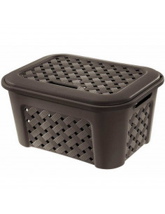 Cesto para la colada de 48,3 litros, color marrón, 31 x 57,5 x 38 cm. Caja para tranportar colada. Transportador de ropa sucia.
