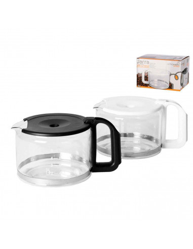 Jarra de cristal para café o infusiones con mango de plástico. Ideal para hogar o trabajo. Color Surtido. 12,5 x 19 x 15 cm