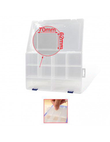 Tradineur - Caja organizadora multiusos con separadores, 10 compartimentos, plástico, almacenaje de tornillos, tuercas, accesori