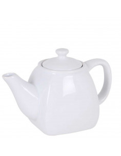 Tetera cuadrada de cerámica blanca con capacidad de 550 ml y con tapa. Tetera blanca de cerámica de 550ml. Jarra tetera con tapa