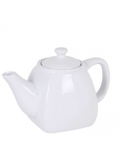 Tetera cuadrada de cerámica blanca con capacidad de 550 ml y con tapa. Tetera blanca de cerámica de 550ml. Jarra tetera con tapa