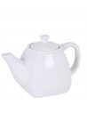 Tetera cuadrada de cerámica blanca con capacidad de 550 ml y con tapa. Tetera blanca de cerámica de 550ml. Jarra tetera con tapa