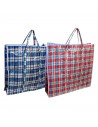 Bolsa plástica de almacenamiento, rafia, con cremallera y asas, reutilizable, mudanzas, guardar ropa, juguetes, mantas, 80 x 60