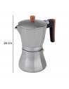 Cafetera italiana de aluminio, Capacidad: 9 tazas, Asa silicona, Inducción, asa silicona. 24 x 16 x 12 cm