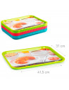 Bandeja rectangular de plastico, restaurante, cafeteria, bares, hogar, trabajo. Color surtido. 1,8 x 31 x 41 cm