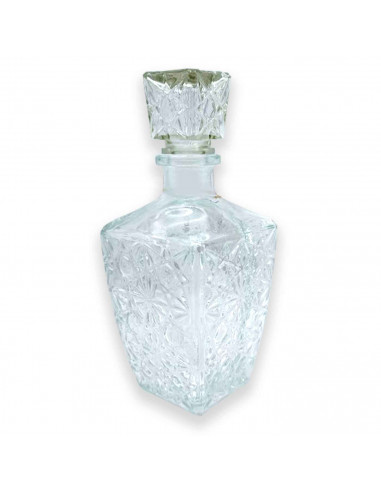 Licorera de cristal 750 ml de capacidad para fiestas, reuniones, guardar whisky u otras bebidas. 23 x 9,5 x 9,5 cm