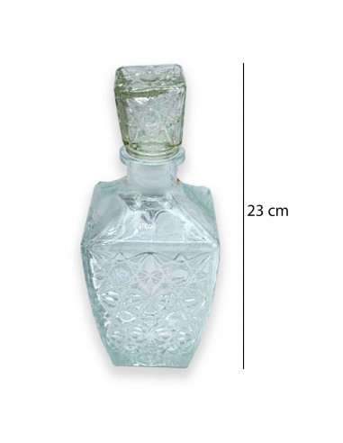 Licorera de cristal 750 ml de capacidad para fiestas, reuniones, guardar whisky u otras bebidas. 23 x 9,5 x 9,5 cm