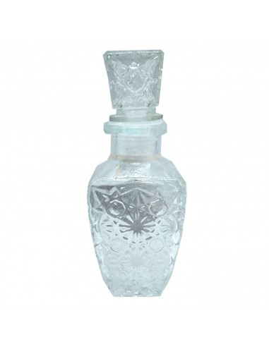 Licorera de cristal 250 ml de capacidad para fiestas, reuniones, guardar whisky u otras bebidas. 17,5 x 6,5 x 6,5 cm