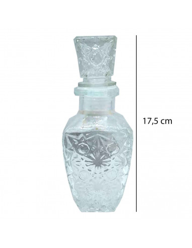 Licorera de cristal 250 ml de capacidad para fiestas, reuniones, guardar whisky u otras bebidas. 17,5 x 6,5 x 6,5 cm