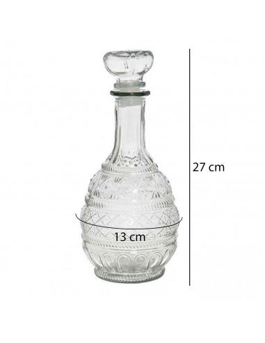 Licorera de cristal Arabia 1000 ml de capacidad para fiestas, reuniones, guardar whisky u otras bebidas. 27 x 13 x 13 cm