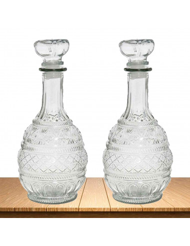 Licorera de cristal Arabia 1000 ml de capacidad para fiestas, reuniones, guardar whisky u otras bebidas. 27 x 13 x 13 cm