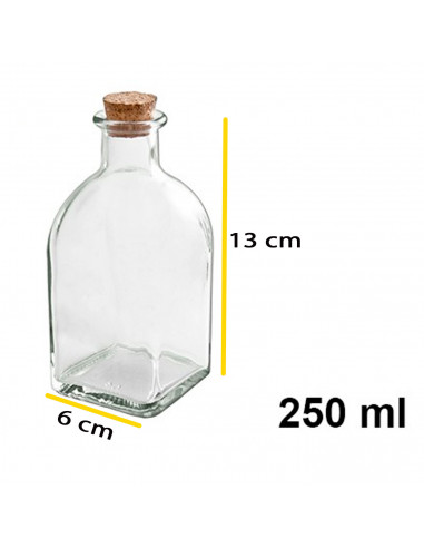 Botella de vidrio, frasca con tapón de corcho, reutilizable, recargable, licores, aceite, agua, vino, whisky, boda, bautizos, re