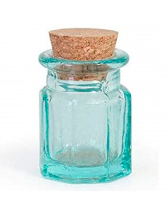 Bote de vidrio octogonal, frasco, tarro con tapón de corcho, reutilizable, rellenable, ungüentos, condimentos, aceite, 5,4 x 3,9
